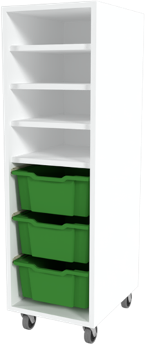 Storix Combikast L7 wit, B370xH1200xD465 - laden groen
