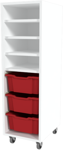 Storix Combikast L7 wit, B370xH1200xD465 - laden rood