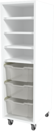 Storix Combikast L7 wit. B370xH1200xD465 - laden transparant