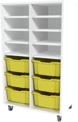 Storix Combikast L7 wit, B710xH1200xD465 - laden geel