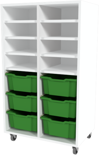 Storix Combikast L7 wit, B710xH1200xD465 - laden groen
