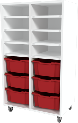 Storix Combikast L7 wit, B710xH1200xD465 - laden rood