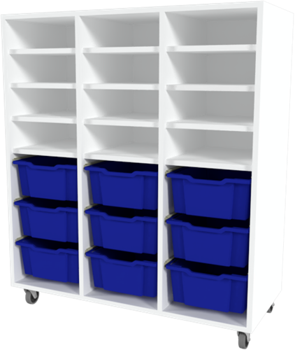 Storix Combikast L7 wit, B1050xH1200xD465 - laden blauw