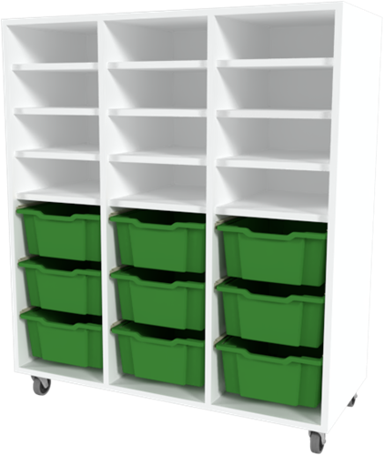 Storix Combikast L7 wit, B1050xH1200xD465 - laden groen