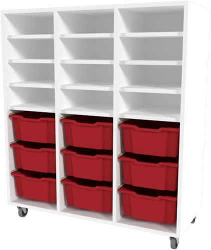 Storix Combikast L7 wit, B1050xH1200xD465 - laden rood