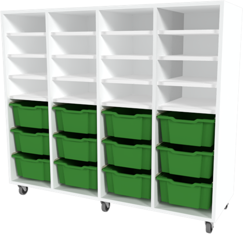 Storix Combikast L7 wit, B1390xH1200xD465 - laden groen