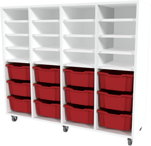 Storix Combikast L7 wit, B1390xH1200xD465 - laden rood