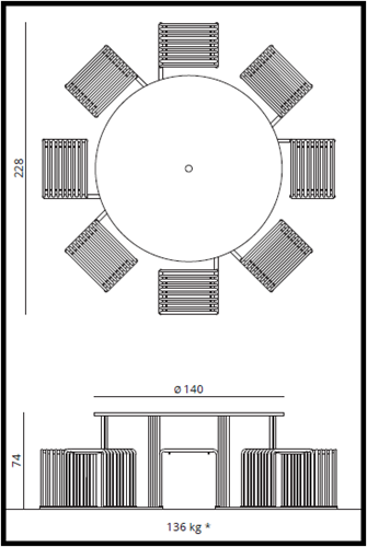 Octopus ronde picknick tafel met 8 stoelen-2
