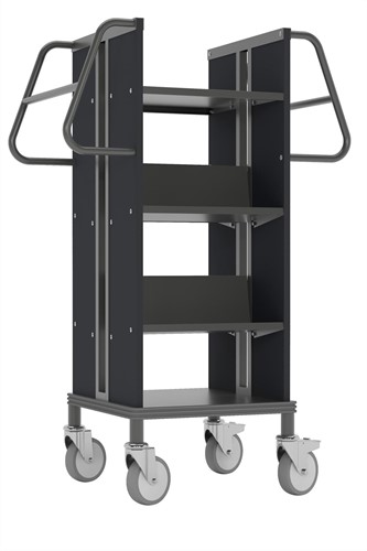 Boekenwagen Kompak StaalQar sorteerplank Grafietgrijs/antracietgrijs, 1x sorteer, 4x legger staal