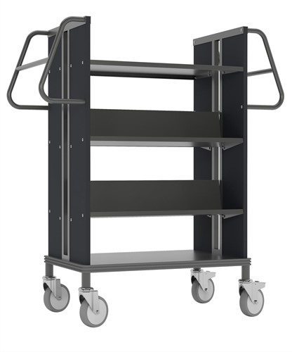 Boekenwagen StaalQar sorteerplank Grafietgrijs/antracietgrijs, 1x sorteer 4x legger
