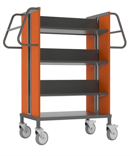 Boekenwagen StaalQar Grafietgrijs/oranje, 6x legger staal