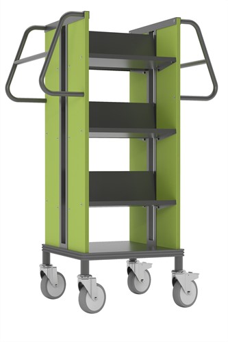 Boekenwagen Kompak StaalQar Grafietgrijs/avocadogroen, 6x legger staal