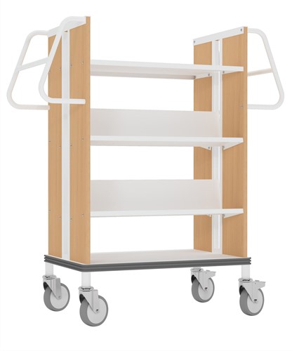 Boekenwagen StaalQar sorteerplank Grafietgrijs/beuken, 1x sorteer 4x legger